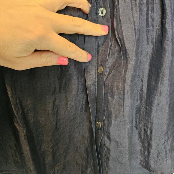 DVE Niva‎ Silk Black Pintuck Sheer Long Sleeve Breathable Blouse Size Small - Picture 6 of 16